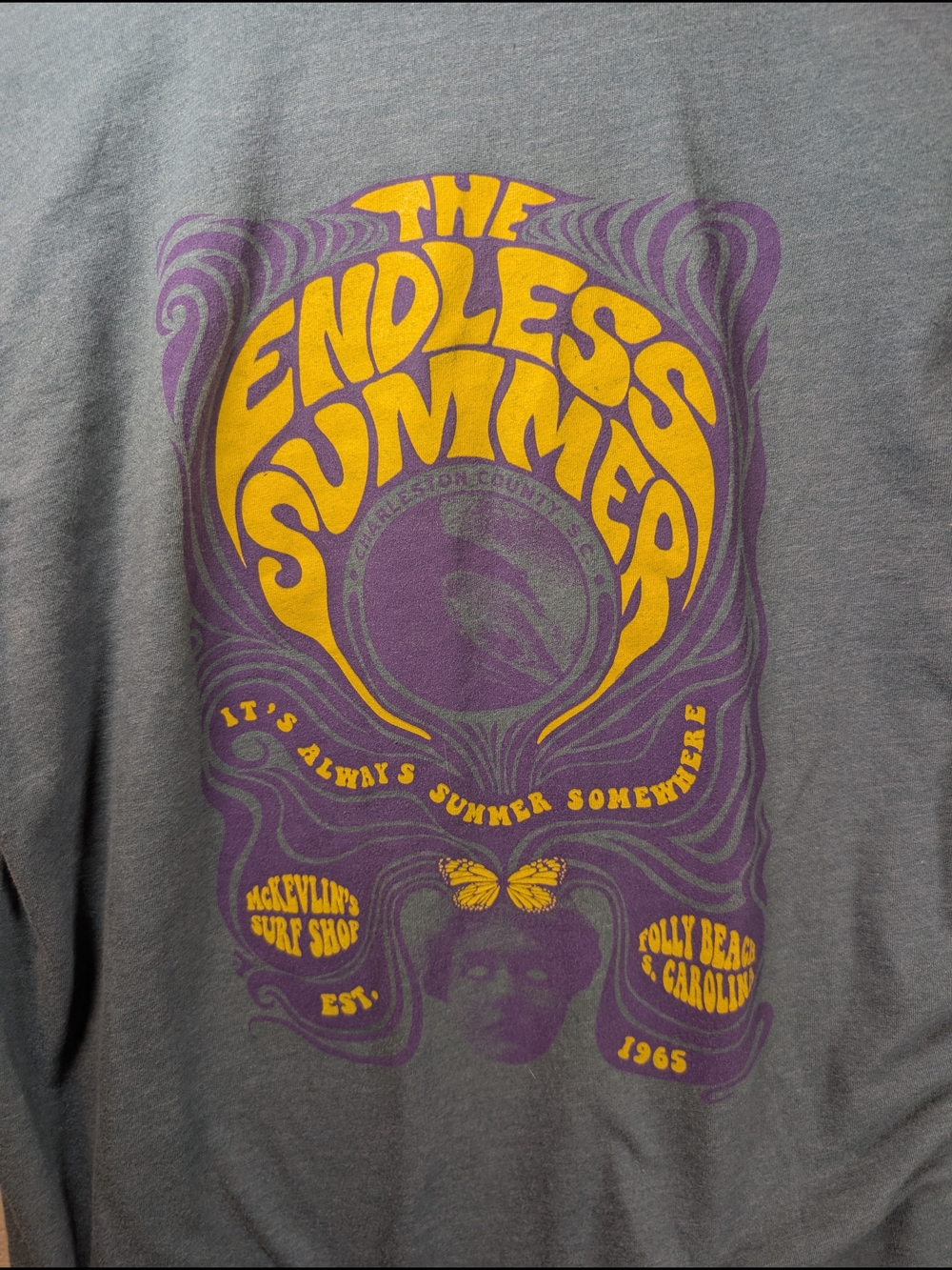 McKevlin’s Surf Shop T Shirt Blue Endless Summer Folly Beach Graphic Tee